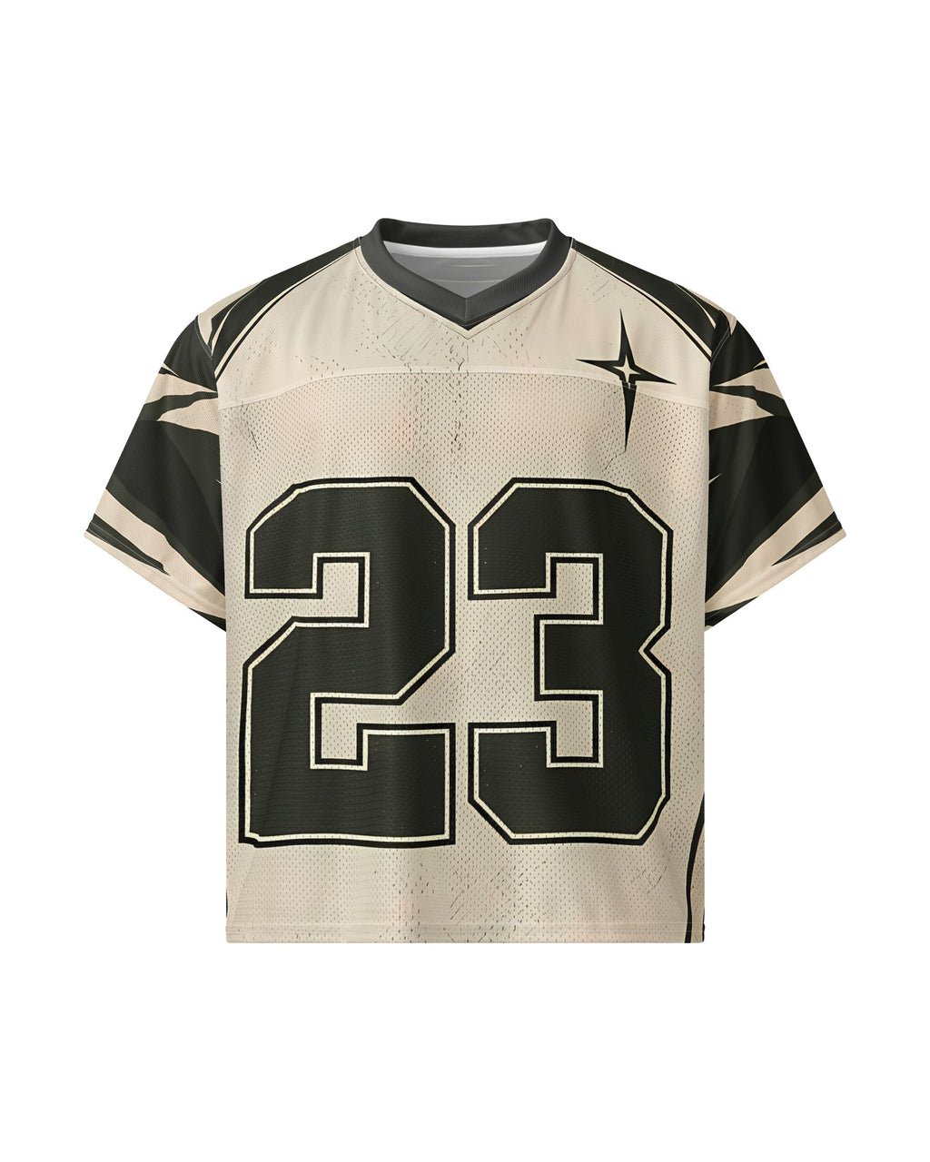 "ST VINCE" cream and black football jersey, front view, on white